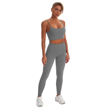 2 PCS Seamless Yoga Suit Women Sports Bra Vest High Waist Leggings Shorts Outfit Gym Set Fitness Workout Clothes Sportswear A056