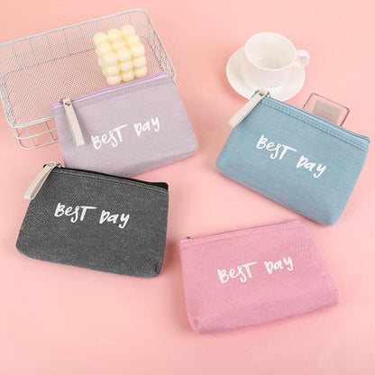 5 Piezas Bolsa De Maquillaje De Lona Neceser Pequeño Para Bolso Neceser Mujer Maquillaje Cosméticos Impresa Bolsa Organizadora De Multifunción Para Tarjetas De Llaves De Cosméticos (B)