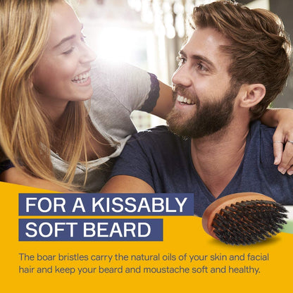 Cepillo Para Barba  De Cerdas De Jabalí. Madera De Peral Y 100% Cerdas De Jabalí De Primer Corte. Cerdas Firmes Para Dominar Y Suavizar El Pelo Facial