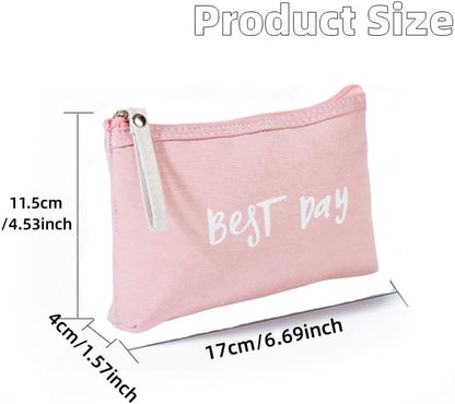 5 Piezas Bolsa De Maquillaje De Lona Neceser Pequeño Para Bolso Neceser Mujer Maquillaje Cosméticos Impresa Bolsa Organizadora De Multifunción Para Tarjetas De Llaves De Cosméticos (B)