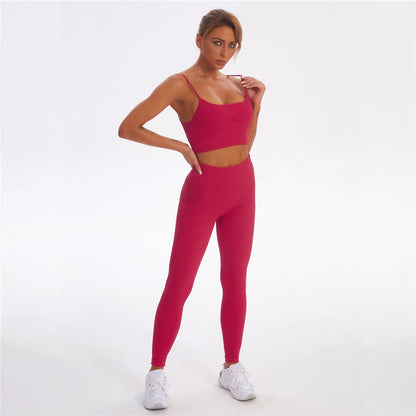 2 PCS Seamless Yoga Suit Women Sports Bra Vest High Waist Leggings Shorts Outfit Gym Set Fitness Workout Clothes Sportswear A056